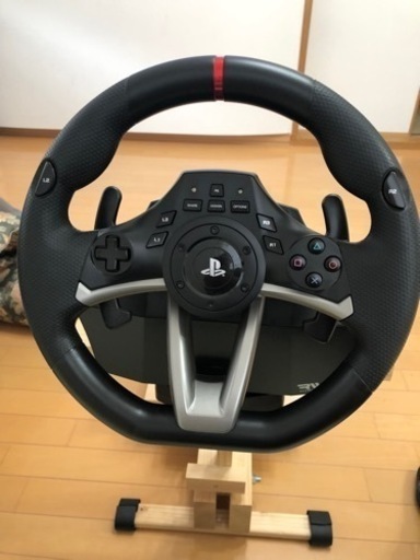 HORI ハンコン　RWA レーシングホイールアペックス、自作スタンド付き
