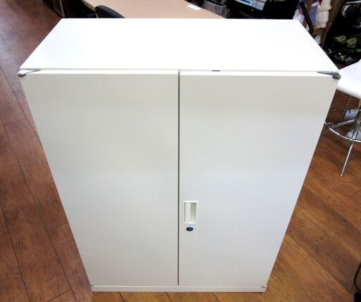 スチールキャビネット 書庫 ホワイト 幅80×奥40×高110cm オフィス 家具 事務用品 3段 鍵付き 観音開き 札幌 厚別店