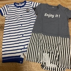 90サイズ　つなぎ5枚（肌着2枚、服3枚）の画像