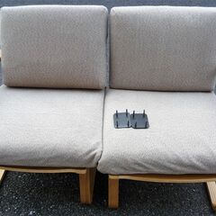 ☆良品計画 MUJI 無印良品 リビングでもダイニングでもつかえるソファチェア・オーク材◆2点セットで連結できる