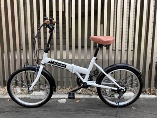 BACEBUDDY変速折りたたみ自転車(白系)