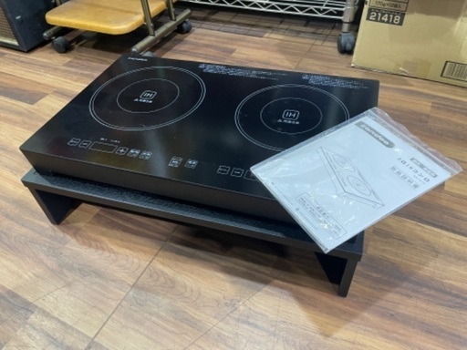 【苫小牧バナナ】Sandoo IHクッキングヒーター 2口 フルスクリーンガラスパネル 100V 1400W HA1900 動作確認済み♪