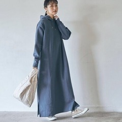 coen  CVC裏起毛フーディーパーカーマキシワンピース