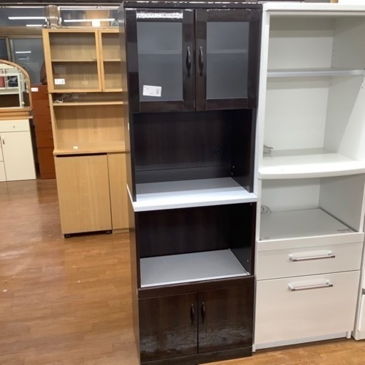 レンジボード2枚扉 ダークブラウン