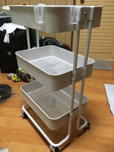 3層メタルユーティリティローリングカートホワイト。