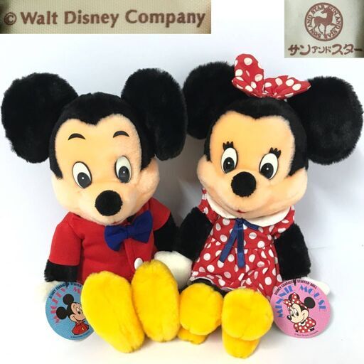 ⭕⭕⭕KG3/6　当時物 サン アンド スター ディズニー ミッキー ミニー ぬいぐるみ 2体セット 古い アンティーク 昭和 タグ付き 美品⭕⭕⭕