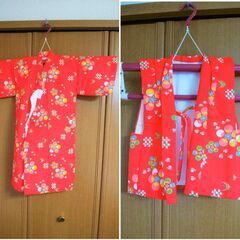 幼児向け　着物　２着　ウールアンサンブル　帯付きの画像
