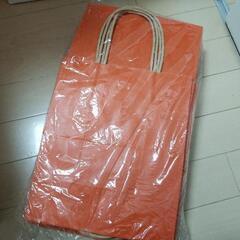 【新品】40枚/紙袋/オレンジ/マチあり/手持ちあり/セット