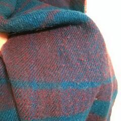 HEAVEN and Earth 大判 マフラー ネイビー × エンジの画像