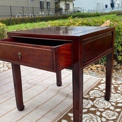 ◎大幅お値下げしました‼️唐木家具 サイドテーブル 花台 飾り台 引き出し 抽斗 鉄刀木 タガヤサン 唐物 中国古玩本 花梨 唐木 総無垢 サイドテーブル 置台 収納の画像