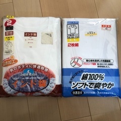 ８分袖U首　半袖U首シャツ　LL  インド綿　セット