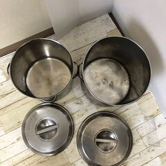 寸胴 深鍋 2点セット　両手鍋 深型鍋 蓋あり 調理器具 厨房機器 飲食店 TYの画像