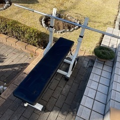 筋トレグッズ　バーベル　ベンチ　ベンチプレスの画像
