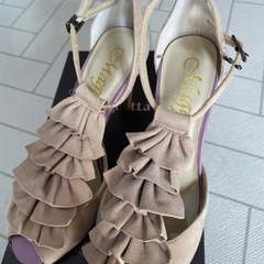 スエード調　ピンクベージュパンプス