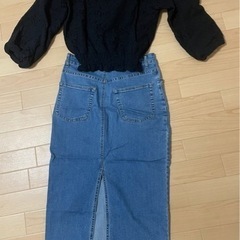レーストップス デニムスカート セット売りの画像