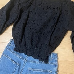 レーストップス デニムスカート セット売りの画像