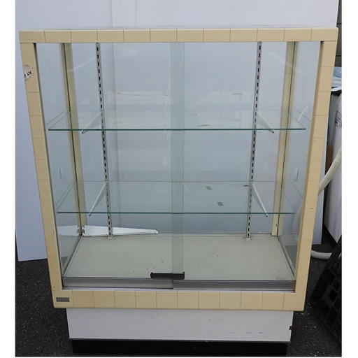 店舗什器、ガラスショーケース2段 古い木製 ガラスケース 2段 ショー