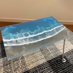 波アート　ローテーブル　海　おしゃれテーブル　可愛い　テーブル　...