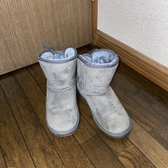 ムートン風リボンブーツ  Mサイズ グレー 