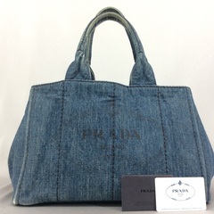 PRADA プラダ デニム カナパMM でかオープントートバッグ...