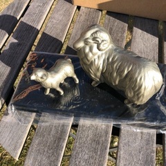 干支の置物　羊の親子　ブロンズ製の画像