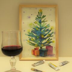 アート＆バー 水彩画ワークショップ「ワイン片手に♪クリスマスツリーを描こう」 - ワークショップ