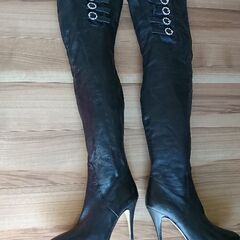 イタリア製、羊革ロングブーツ、サイズ39、長さ75cm、 の画像