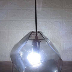 ss3039　未使用品　ガラス製　LEDペンダントライト　グレー...