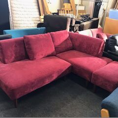 美品！！！　Ｌ字ソファー　上品な赤色　１９，９８０円（税込み）