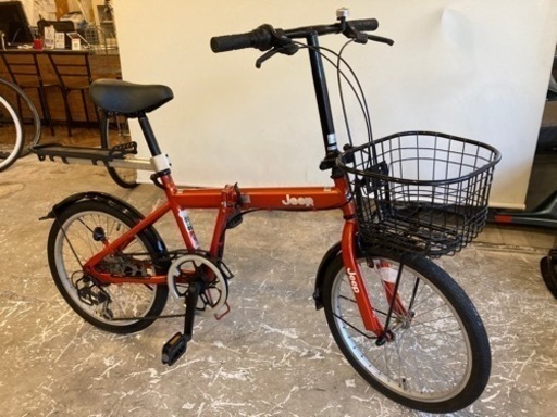 【Jeep】折りたたみ自転車　20インチ　6段変速　オレンジ