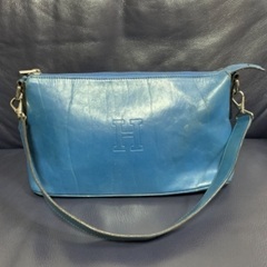 ヒロフ　ブルー　ハンドバッグ　中古