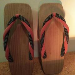 昭和初期　　粋です✨👘レトロモダンなツートン鼻緒下駄　23cm