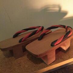 昭和初期　　粋です✨👘レトロモダンなツートン鼻緒下駄　23cmの画像