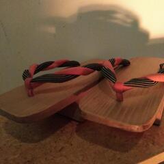 昭和初期　　粋です✨👘レトロモダンなツートン鼻緒下駄　23cmの画像