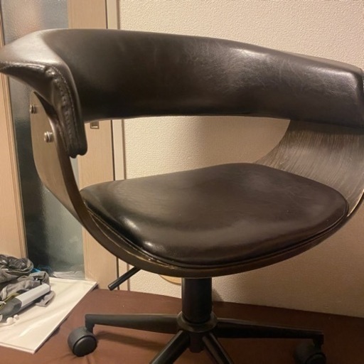 アンティークデスクチェア ウッド×レザークッション