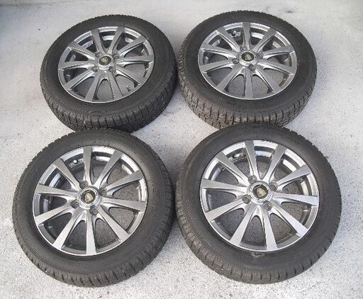 アルミホール＋スタッドレスタイヤ 155/65R14〔中古〕4本セット 発送不可