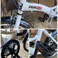 ノーパンク 6段変速 折りたたみ自転車白シマノ6段変速 PANGAEA