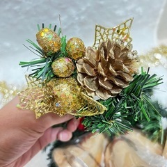 211126 新品　ツリー無しでもクリスマス気分☆コーデ済☆壁掛けリースセットの画像