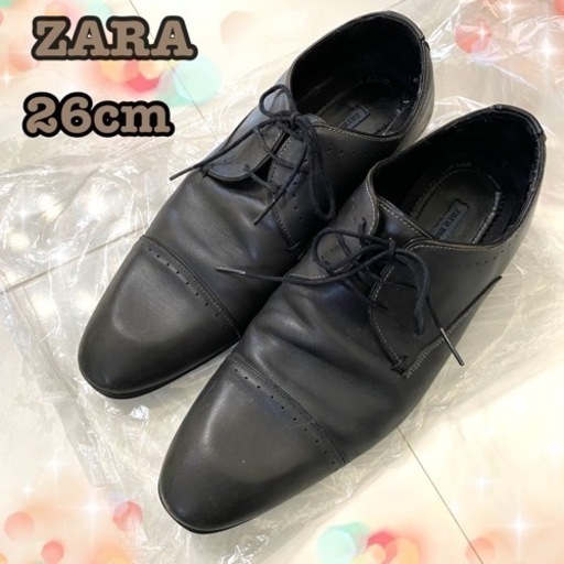 格安！ZARA 26cm ビジネスシューズ　メンズ　男性　マット　ブラック