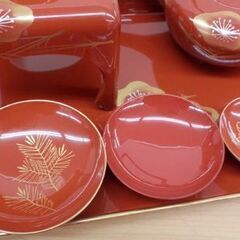 お屠蘇セット お正月に！ 枠足 四ッ揃 屠蘇器 洗朱 梅松葉渕金 札幌市西区の画像