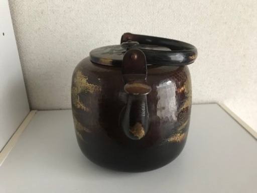 銅製のヤカン　骨董　伴箱付き