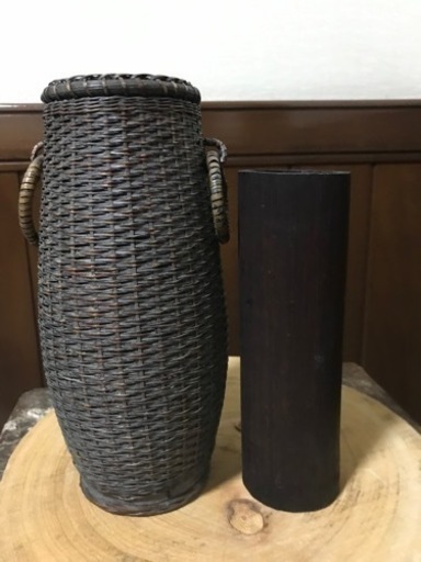 竹かごの花瓶　花器　バスケット