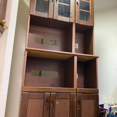 茶色　食器棚キッチンボード無料の画像