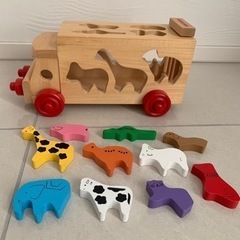 mikihouse アニマルバス　木製パズル 動物 型はめ