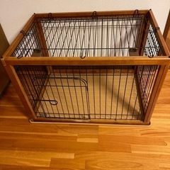 飛び出し防止ネット付木製ペットゲージ