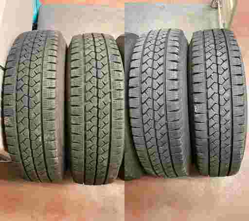 【値下げ】ハイエースBS冬タイヤ鉄ホイールセット中古４本残溝8-9mm