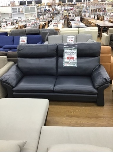 KK-105【ご来店頂ける方限定】新入荷　アウトレット　本革ハイバック3シーターソファ