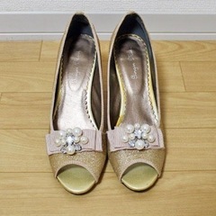 【中古品】オープントゥパンプス（結婚式、パーティー）
