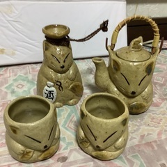 とても可愛いキツネの酒器セット、値下げしました。
