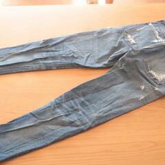 【FU83】MOUSSY マウジー クラッシュテパード デニム 23 Sサイズ インディゴ レディースの画像